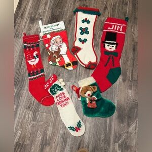 Vintage Christmas Stockings Lot of 6